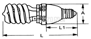 Energy Saving Lamps Half Spiral Type 2 Drawing